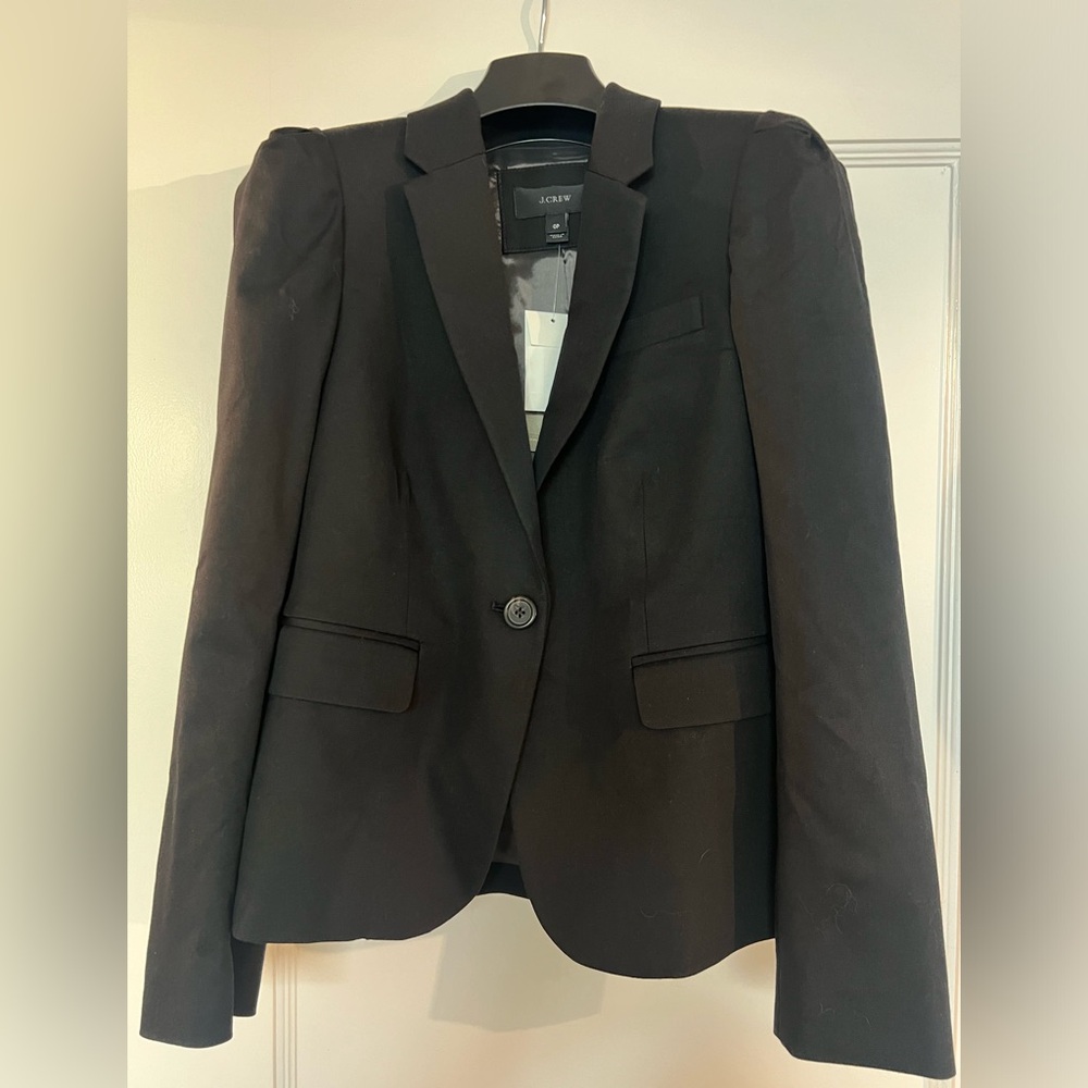 J Crew puff sleeve black blazer NWT